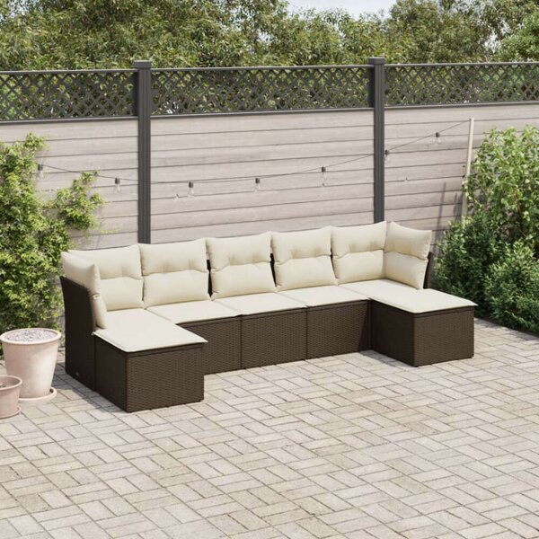 VidaXL Polyrattan Kerti Ülőgarnitúra - 7 részes - Barna