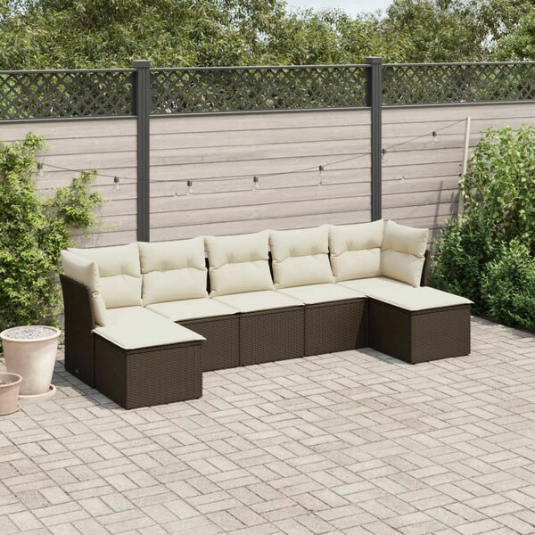 VidaXL Polyrattan Kerti Ülőgarnitúra - 7 részes - Barna