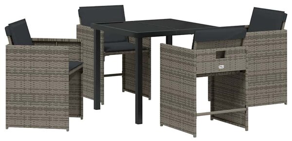 VidaXL Kert étkező szett 5 pcs Szürke polirattan