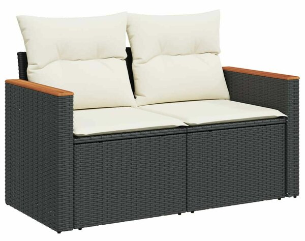 VidaXL 7 részes Kerti Ülőgarnitúra - Fekete Polyrattan