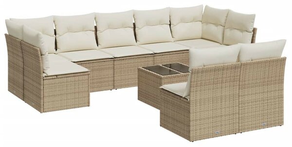 VidaXL Polyrattan Kerti Ülőgarnitúra - 10 részes - Bézs