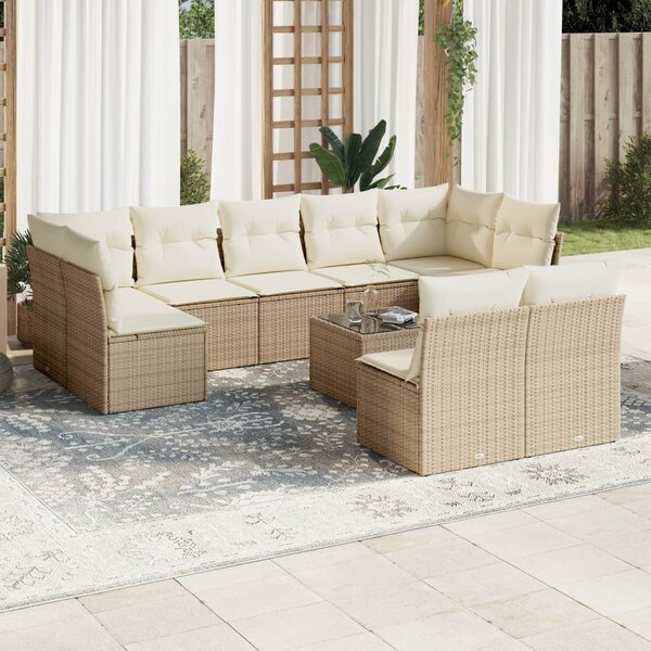 VidaXL Polyrattan Kerti Ülőgarnitúra - 10 részes - Bézs