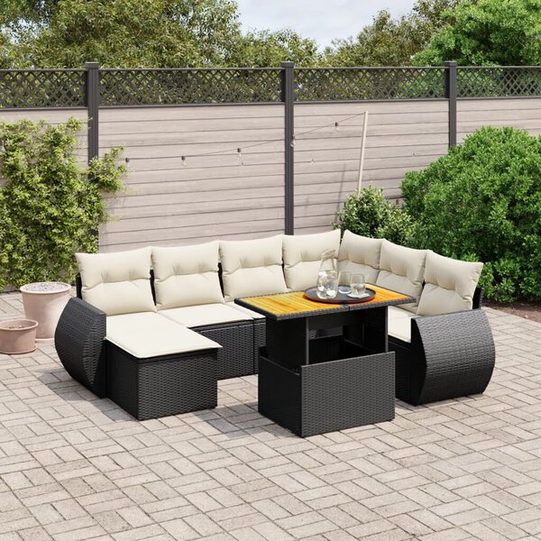 VidaXL Polyrattan Kerti Ülőgarnitúra - 8 részes - Fekete