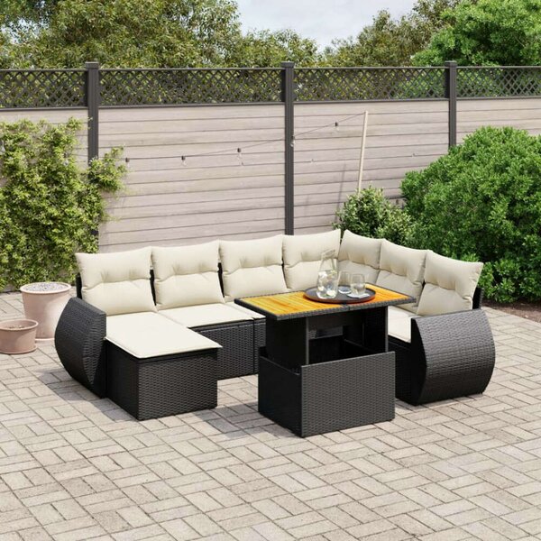 VidaXL Polyrattan Kerti Ülőgarnitúra - 8 részes - Fekete