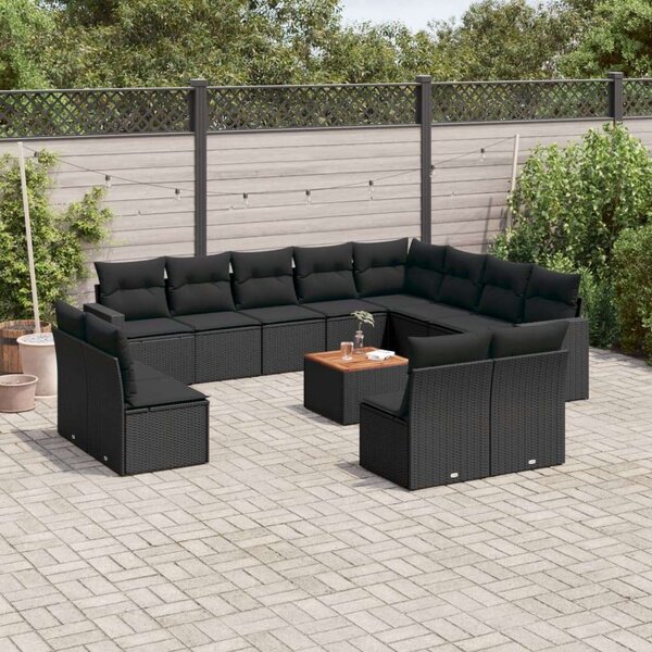 VidaXL Polyrattan Kerti Ülőgarnitúra - 13 részes - Fekete