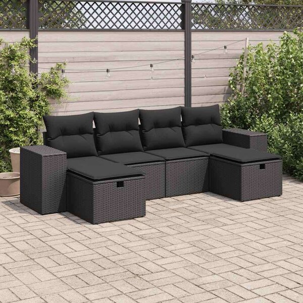 VidaXL Polyrattan Kerti Ülőgarnitúra - 6 részes - Fekete