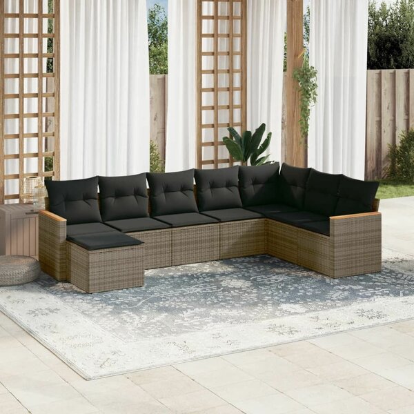 VidaXL Polyrattan Kerti Ülőgarnitúra - 8 részes - Szürke