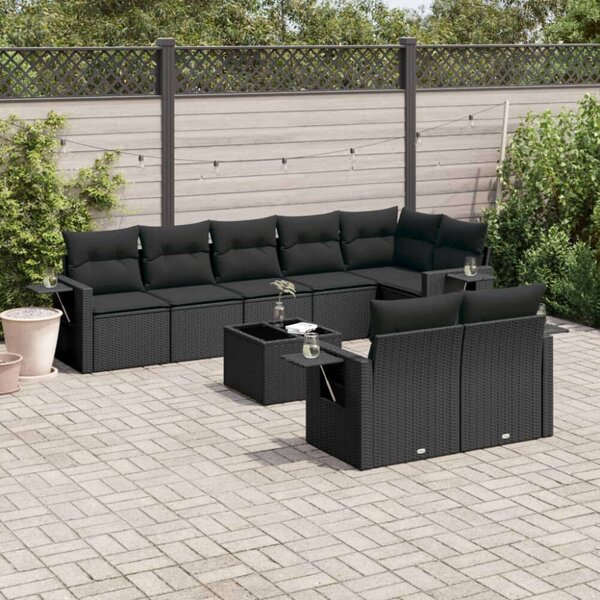 VidaXL Polyrattan Kerti Ülőgarnitúra - 9 részes - Fekete