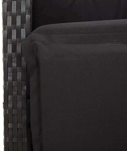 VidaXL Polyrattan Kerti Étkezőgarnitúra - 5 részes - Fekete