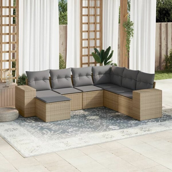 VidaXL Polyrattan Kerti Ülőgarnitúra - 7 részes - Bézs
