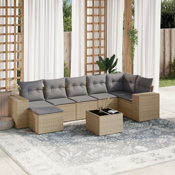 VidaXL Polyrattan Kerti Ülőgarnitúra - 8 részes - Bézs