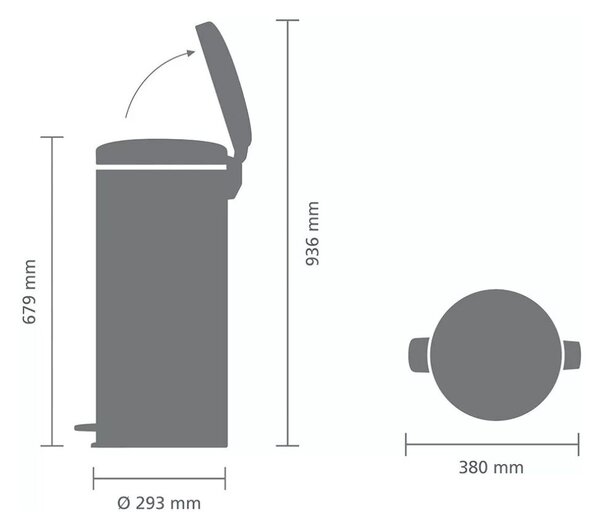 Brabantia Newicon 30 literes pedálos acél szemetes - Szürke