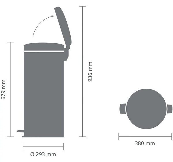 Brabantia Treteimer Newicon 30 literes pedálos rozsdamentes acél szemetes - Rózsaszín