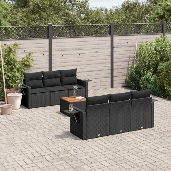 VidaXL Polyrattan Kerti Ülőgarnitúra - 7 részes - Fekete