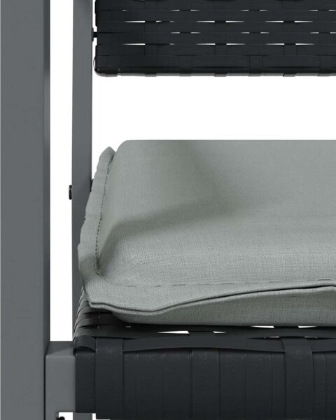 VidaXL 5-részes polyrattan és acél kerti étkezőgarnitúra párnával