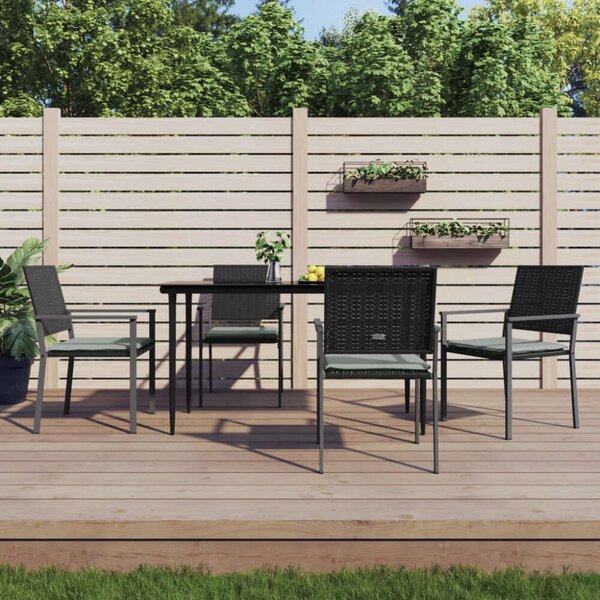 VidaXL 5-részes polyrattan és acél kerti étkezőgarnitúra párnával