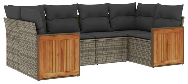 VidaXL Polyrattan Kerti Ülőgarnitúra - 6 részes - Szürke
