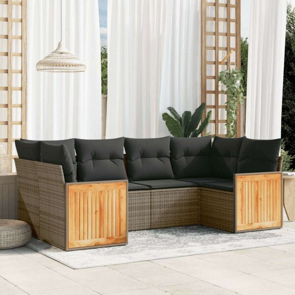 VidaXL Polyrattan Kerti Ülőgarnitúra - 6 részes - Szürke