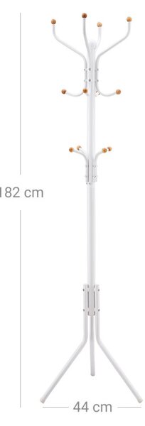 SONGMICS RCR19W álló fogas 182 cm fém krémfehér 12 akasztóval