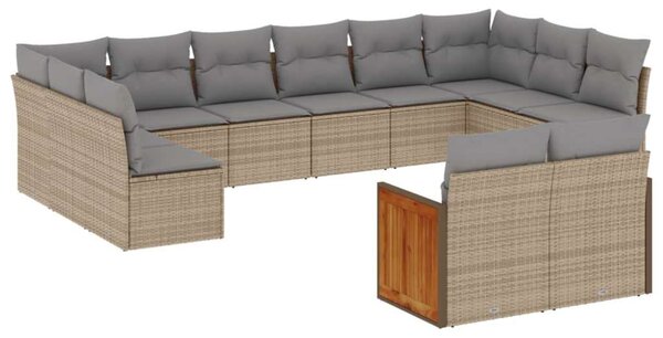 VidaXL Polyrattan Kerti Ülőgarnitúra - 12 részes - Bézs