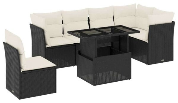 VidaXL Polyrattan Kerti Ülőgarnitúra - 7 részes - Fekete