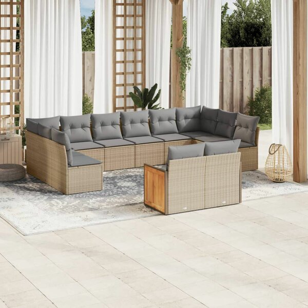 VidaXL Polyrattan Kerti Ülőgarnitúra - 12 részes - Bézs