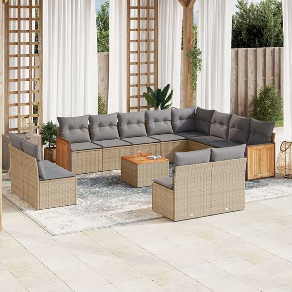 VidaXL Polyrattan Kerti Ülőgarnitúra - 13 részes - Bézs