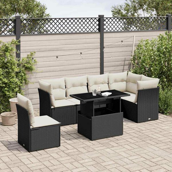 VidaXL Polyrattan Kerti Ülőgarnitúra - 7 részes - Fekete