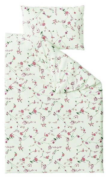 Krepp ágyneműhuzat FLORAL CREAM világoszöld Ágyneműhuzat mérete: 70 x 90 cm | 140 x 200 cm