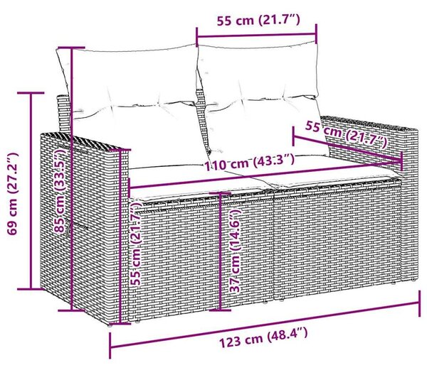 VidaXL 10 részes barna polyrattan kerti ülőgarnitúra párnákkal