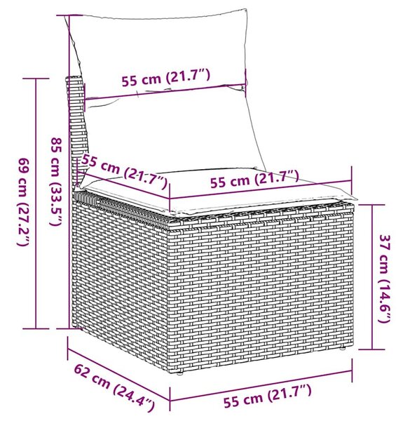 VidaXL 10 részes barna polyrattan kerti ülőgarnitúra párnákkal