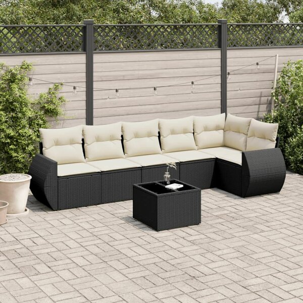 VidaXL Polyrattan Kerti Ülőgarnitúra - 7 részes - Fekete