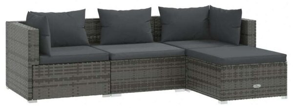 VidaXL Polyrattan Kerti Ülőgarnitúra - 4 részes, Szürke