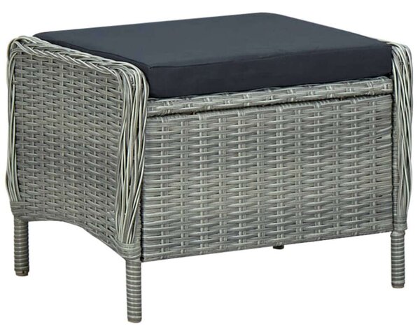 VidaXL 9 részes világosszürke polyrattan kültéri étkezőszett párnákkal