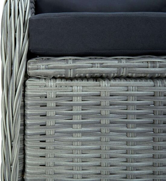 VidaXL 9 részes világosszürke polyrattan kültéri étkezőszett párnákkal
