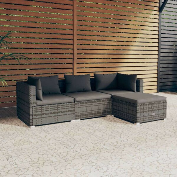 VidaXL Polyrattan Kerti Ülőgarnitúra - 4 részes, Szürke