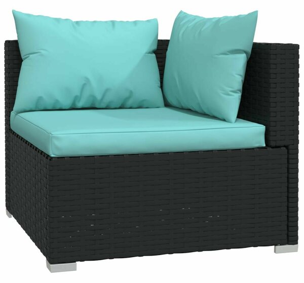 5 részes fekete polyrattan kerti ülőgarnitúra párnákkal