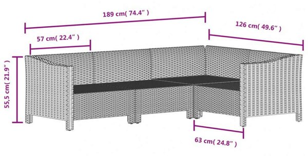 VidaXL Polyrattan Kerti Ülőgarnitúra - 8 részes - Szürke