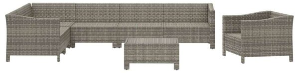 VidaXL Polyrattan Kerti Ülőgarnitúra - 8 részes - Szürke
