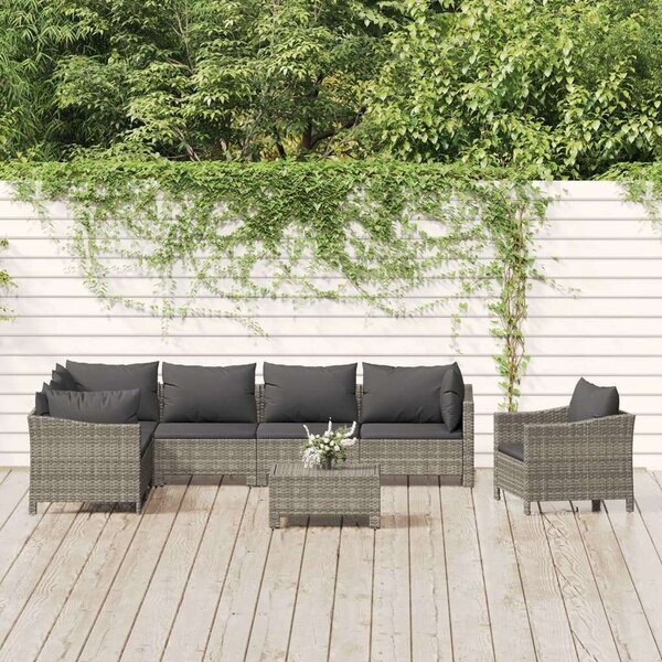 VidaXL Polyrattan Kerti Ülőgarnitúra - 8 részes - Szürke