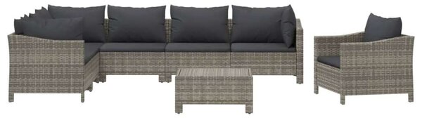 VidaXL Polyrattan Kerti Ülőgarnitúra - 8 részes - Szürke