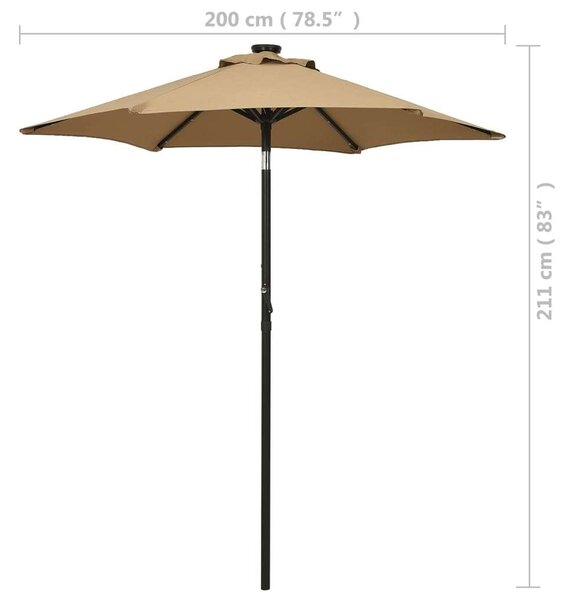 Alumínium Napernyő LED Világítással - 200 cm