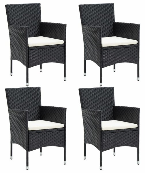 VidaXL - 5 Részes Kerti Étkezőgarnitúra - Polyrattan - Fekete