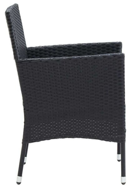 VidaXL - 5 Részes Kerti Étkezőgarnitúra - Polyrattan - Fekete