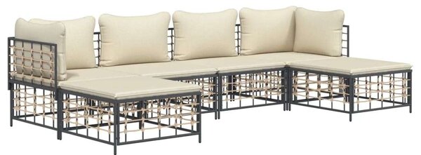Polyrattan Kerti Ülőgarnitúra - 6 részes - Antracit Szürke