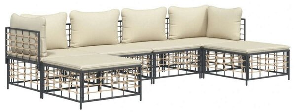 Polyrattan Kerti Ülőgarnitúra - 6 részes - Antracit Szürke
