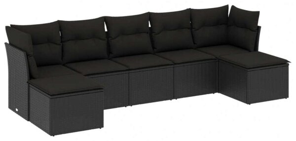 VidaXL Polyrattan Kerti Ülőgarnitúra - 7 részes - Fekete