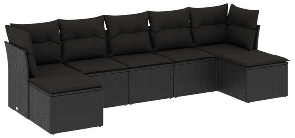 VidaXL Polyrattan Kerti Ülőgarnitúra - 7 részes - Fekete
