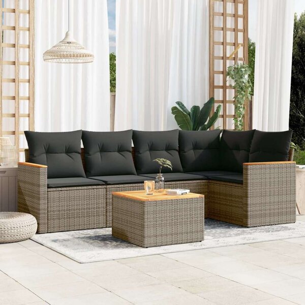 Polyrattan Kerti Ülőgarnitúra - 6 részes - Szürke