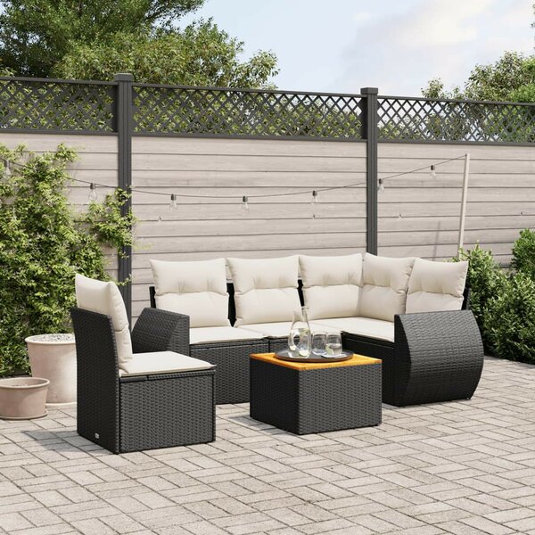 VidaXL Polyrattan Kerti Ülőgarnitúra - 6 részes - Fekete